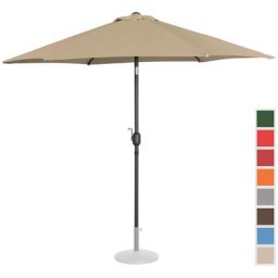 Uniprodo - Grand Parasol De Terrasse Jardin Hexagonal Inclinable 270 cm Taupe - Taupe