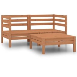 Salon de jardin 3 pcs Bois de pin massif Marron miel Vidaxl marron miel