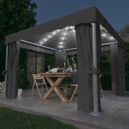Tonnelle de Jardin Tente de réception - Rapide à Installer avec rideau et guirlande lumineuse led