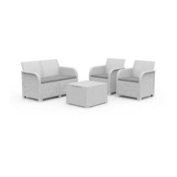 Keter - Set 2 Fauteuils + Canapé + Table de Rangement rosalie lounge Blanc