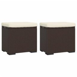 Poufs avec coussins 2 pcs marron 40x30x40 cm résine tressée Vidaxl Brown