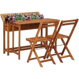 Table à jardinière et 2 chaises de bistro bois d'acacia massif Jardin vidaXL - Brun