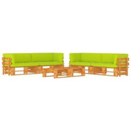 Salon de jardin palette 6 pcs Pin imprégné de marron miel Vidaxl Vert vif