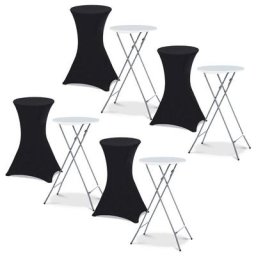 Lot de 4 tables hautes pliantes 105 cm et 4 housses noires - Noir