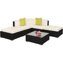 Tectake - Canapé de jardin paris modulable 5 places - table de jardin, mobilier de jardin, fauteuil