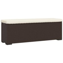 Banc pouf avec coussin marron 110x30x40 cm résine tressée Vidaxl Marron