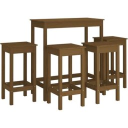 Ensemble de bar 5 pcs Marron miel Bois de pin massif Vidaxl marron miel