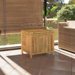 Banc Coffre de rangement de jardin - Banquette Pouf 60x52x55 cm Bambou BV347425 Bonnevie Brun