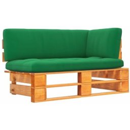 Canapé d'angle palette de jardin Marron miel Bois pin imprégné Vidaxl Vert