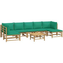 Salon de jardin 8 pcs avec coussins vert bambou Vidaxl n/a