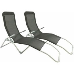 Duo de bains de soleil en aluminium et textilène - chaises longues - Noir Maxxgarden