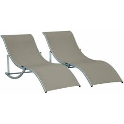 Lot de 2 bains de soleil pliables design contemporain - lot de 2 transats ergonomiques - alu.
