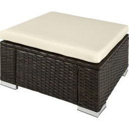 Tectake - Pouf en résine tressée - tabouret de jardin, repose-pied d´extérieur, meuble de jardin