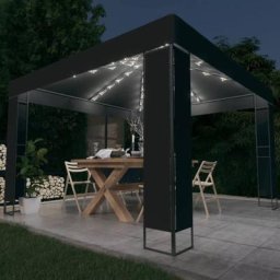 Tonnelle de Jardin Tente de réception - Rapide à Installer avec double toit et lumières led 3x3 m