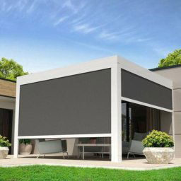 Coffre à coulisses pour pergola lolite 4,00x2,50 m (Motorisé à Télécommande - Blanc - Gris