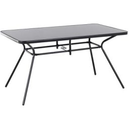 Table de Jardin 80 x 140 cm Légère et Pratique en Acier Noir Design Moderne et Fonctionnel pour