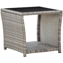Vidaxl - Table basse Gris 45x45x40 cm Résine tressée et verre n/a
