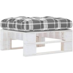 Pouf palette de jardin Bois de pin imprégné de blanc Vidaxl Motif carreaux gris