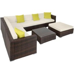 Tectake - Canapé de jardin marbella modulable 7 places, variante 2 - table de jardin, mobilier de