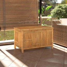 Banc Coffre de rangement de jardin - Banquette Pouf 90x52x55 cm Bambou BV533819 - BonneVie - Brun