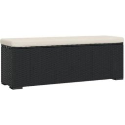 Banc pouf avec coussin noir 110x30x40 cm résine tressée Vidaxl Noir