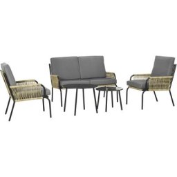 Outsunny - Salon de jardin en résine tressée modulable 4 pers. 5 pièces avec 1 canapé 2 fauteuils