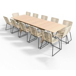 Ensemble table de jardin extensible 6 à 12 personnes Mykonos + 12 chaises Erin - Blanc