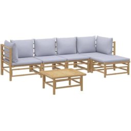 Salon de jardin 6 pcs avec coussins gris clair bambou Vidaxl n/a