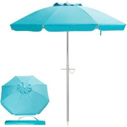 Parasol de Plage Protection uv 50+ et Angle Inclinable, Parasol Rond Hydrofuge Facile à Manipuler