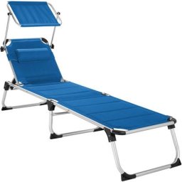 Transat de jardin Lorella - chaise longue de jardin, bain de soleil, transat de plage - bleu