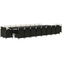 Ensemble à dîner de jardin coussins 21 pcs Noir Résine tressée Vidaxl Noir et blanc crème