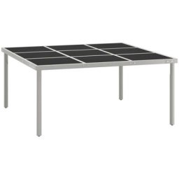Table de salle à manger de jardin 170x170x74,5cm Verre et acier Vidaxl Noir et gris
