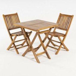 Ensemble extérieur Table carrée 70 cm et 2 chaises pliantes Bois de teck de catégorie a Traitement
