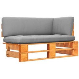 Canapé d'angle palette de jardin Marron miel Bois pin imprégné vidaXL - Gris