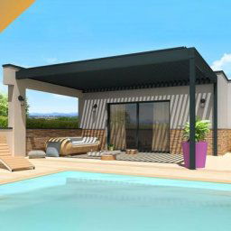 Pergola Bioclimatique spinelle 4,50x6,037 m Verins à Télécommande ( - Gris Anthracite) - Gris