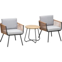 Outsunny - Ensemble bistro de jardin 2 places 3 pièces style contemporain coussins gris acier époxy