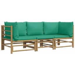 Salon de jardin 3 pcs avec coussins vert bambou Vidaxl n/a