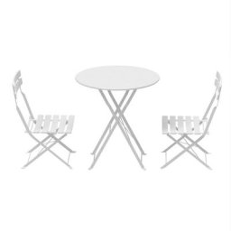 Lot de 3 Tables et Chaises de Bistro, Ensemble Table et Chaises de Jardin, 2 Chaises Pliables et 1