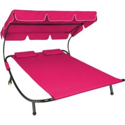 Transat 2 places - chaise longue, bain de soleil, transat jardin - rose vif