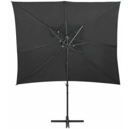Parasol déporté à double toit, Parasol pour Balcon Jardin Plage Terrasse, Anthracite 250x250 cm