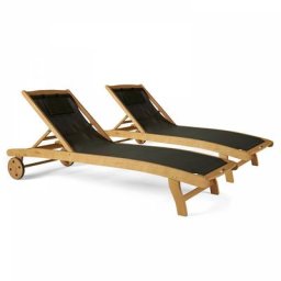 Lot de 2 bains de soleil en eucalyptus noir - Noir