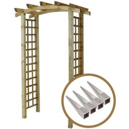 Arche de jardin Jasmin en arc + 4 supports poteaux à enfoncer