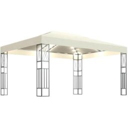 Vidaxl - Tonnelle avec guirlande lumineuse à led 3x4 m Crème Tissu Crème