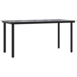 Table à manger de jardin Noir 160x80x74 cm Acier et verre trempé Vidaxl n/a