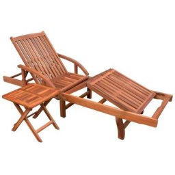 Chaise longue avec table Bois d'acacia solide Vidaxl n/a