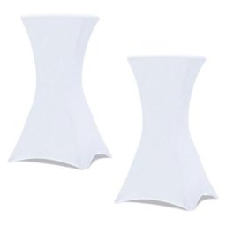 Lot de 2 housses blanches pour table haute pliante 105 cm - Blanc