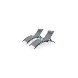 Lot de 2 bains de soleil Monaco en aluminium - Gris anthracite - Chalet&jardin