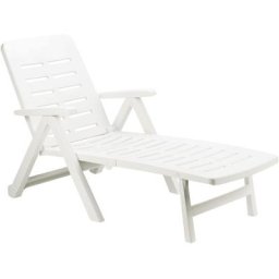 Smeraldo - Bain de soleil de jardin en résine blanche Bain de soleil de jardin pliant avec roues et