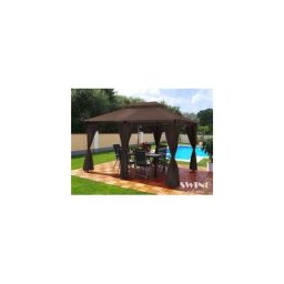 Swing&harmonie - Tonnelle de jardin à rideaux ® 3x4 chocolat