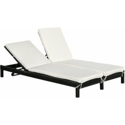 Bain de soleil transat 2 places - grand confort - dossier inclinable multi-positions - matelas